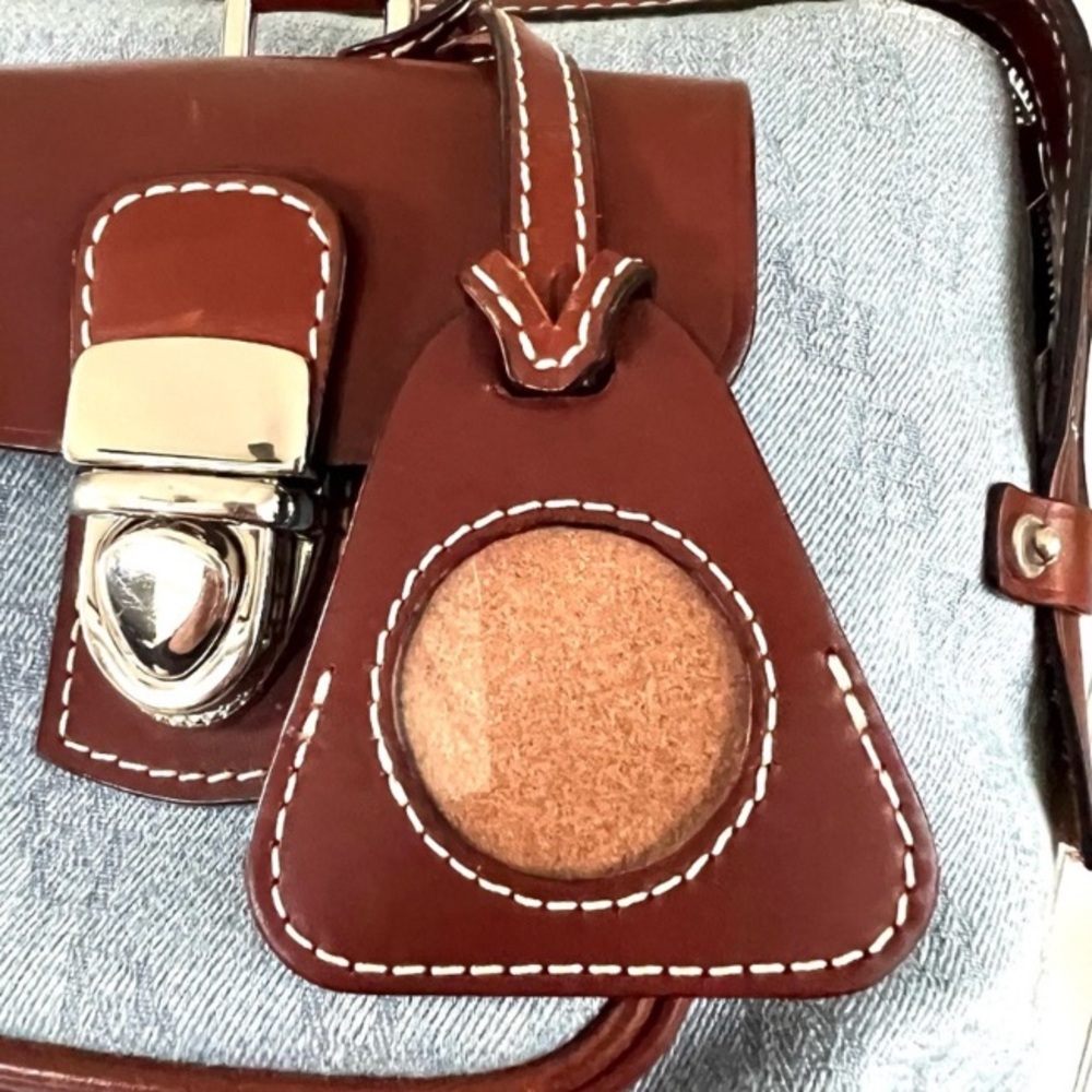 Dooney & Bourke Y2K Denim/Chestnut leather satchel in like new condition - Picture 15 of 16